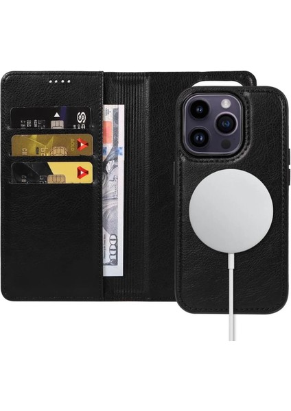 iPhone 16 Pro Max Kılıf Wallet Kartvizitlik Cüzdan Kapaklı Magnet Kopçalı Stand 360 Koruma Deri Doku