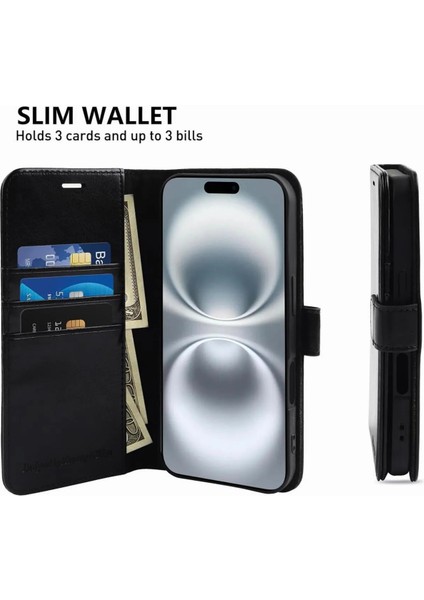 Sphone iPhone 16 Plus Kılıf Wallet Kartvizitlik Cüzdan Kapaklı Magnet Kopçalı Stand 360 Koruma Deri Doku