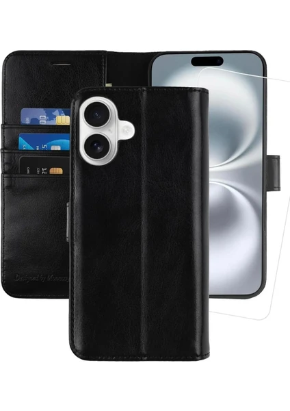 Sphone iPhone 16 Kılıf Wallet Kartvizitlik Cüzdan Kapaklı Magnet Kopçalı Standlı 360 Tam Koruma Deri Doku