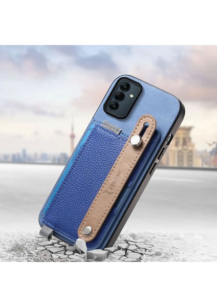 Samsung Galaxy A15 Uyumlu Kılıf Zebana 2in1 Best Deri Kılıf Mavi