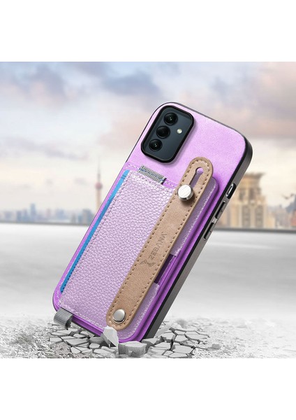 Samsung Galaxy A15 Uyumlu Kılıf Zebana 2in1 Best Deri Kılıf Mor
