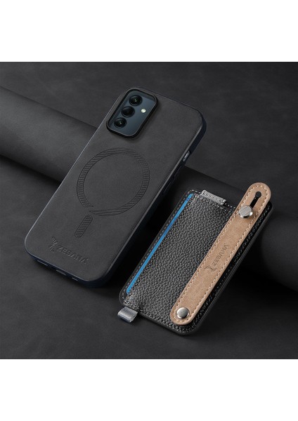 Samsung Galaxy A15 Uyumlu Kılıf Zebana 2in1 Best Deri Kılıf Siyah