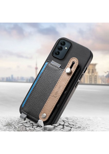 Samsung Galaxy A15 Uyumlu Kılıf Zebana 2in1 Best Deri Kılıf Siyah