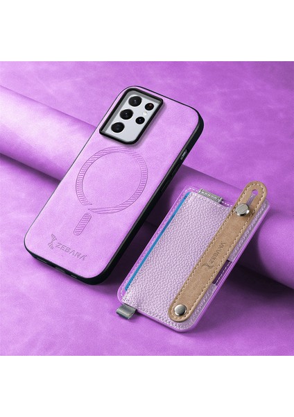 Samsung Galaxy S23 Ultra Uyumlu Kılıf Zebana 2in1 Best Deri Kılıf Mor