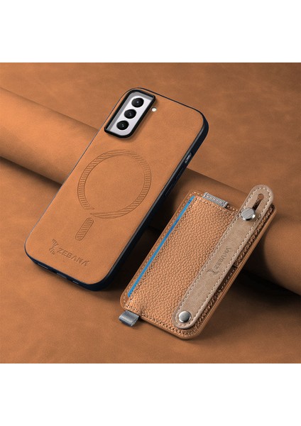 Samsung Galaxy S22 Uyumlu Kılıf Zebana 2in1 Best Deri Kılıf Kahverengi
