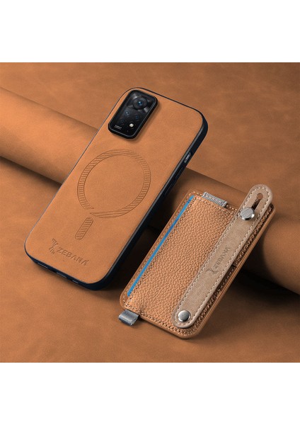Xiaomi Redmi Note 11 Pro Uyumlu Kılıf Zebana 2in1 Best Deri Kılıf Kahverengi