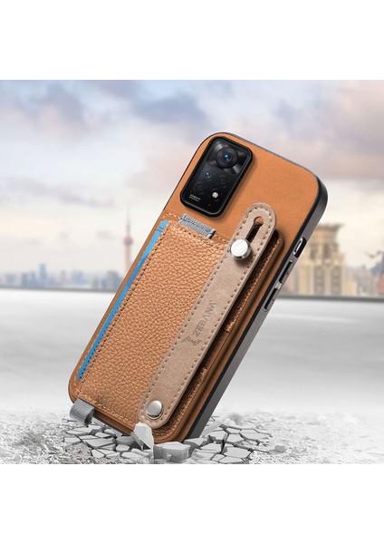 Xiaomi Redmi Note 11 Pro Uyumlu Kılıf Zebana 2in1 Best Deri Kılıf Kahverengi