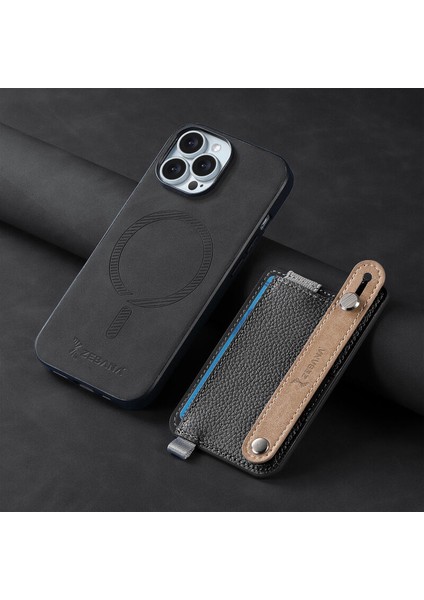 Apple iPhone 14 Pro Uyumlu Kılıf Zebana 2in1 Best Deri Kılıf Siyah
