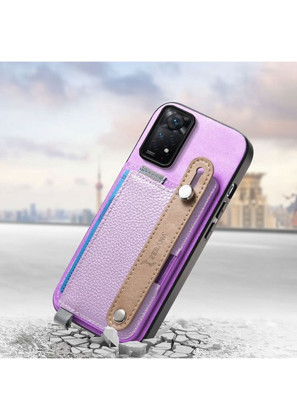 Xiaomi Redmi Note 11 Pro Uyumlu Kılıf Zebana 2in1 Best Deri Kılıf Mor