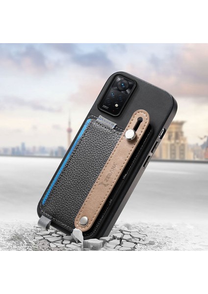 Xiaomi Redmi Note 11 Pro Uyumlu Kılıf Zebana 2in1 Best Deri Kılıf Siyah