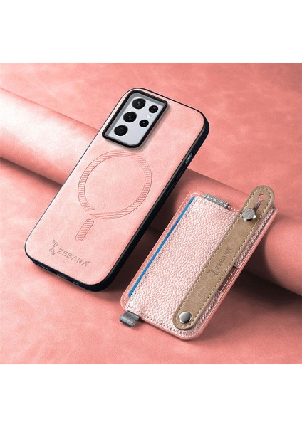 Samsung Galaxy S23 Ultra Uyumlu Kılıf Zebana 2in1 Best Deri Kılıf Pembe