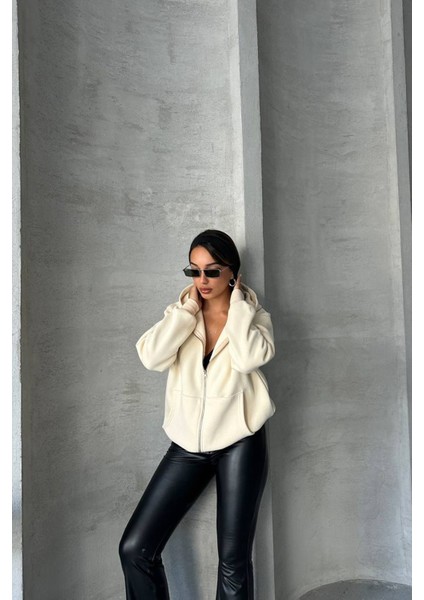 Kadın Bej Kapuşonlu Içi Pamuklu Sweat NBG030 modelleri