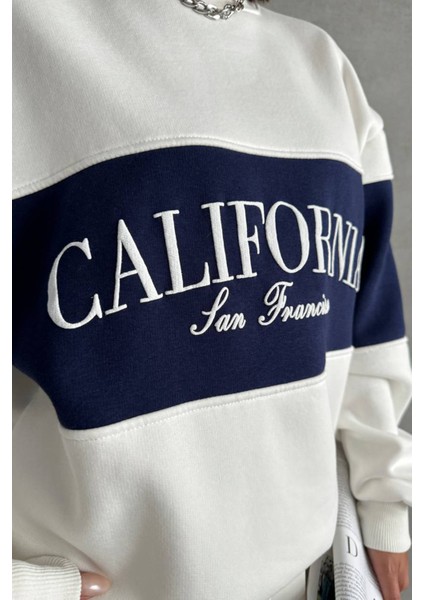 Kadın Lacivert Bisiklet Yaka California Sweat NBG038