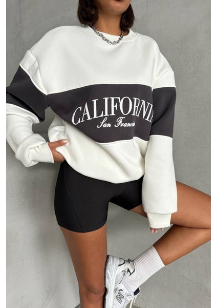 Kadın Antrasit Bisiklet Yaka California Sweat NBG038