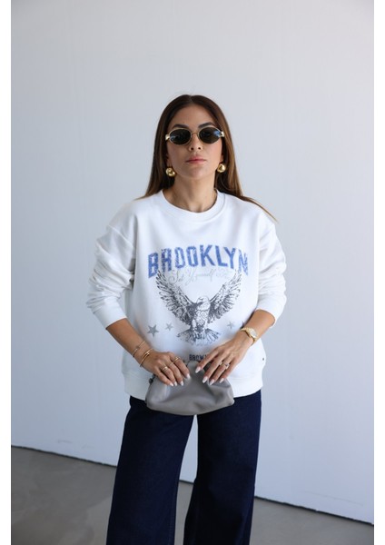 Brooklyn Yazı Baskılı Sweatshirt