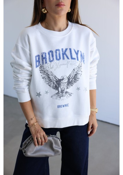 Brooklyn Yazı Baskılı Sweatshirt