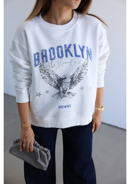 Brooklyn Yazı Baskılı Sweatshirt