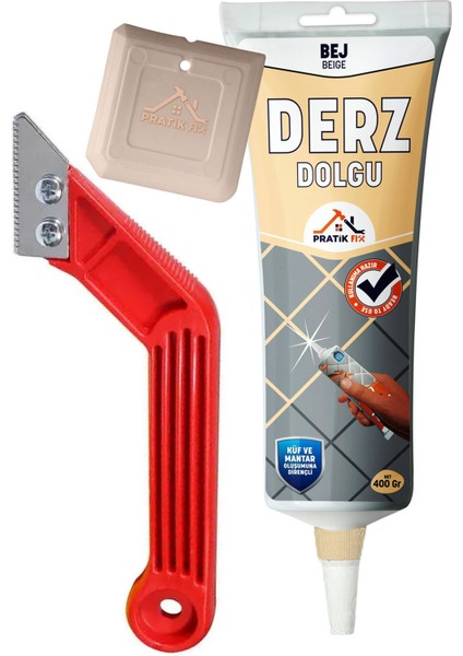 Fayans Arası Hazır Derz Dolgu Bej ve Derz Kazıyıcı 2li Set 400 gr