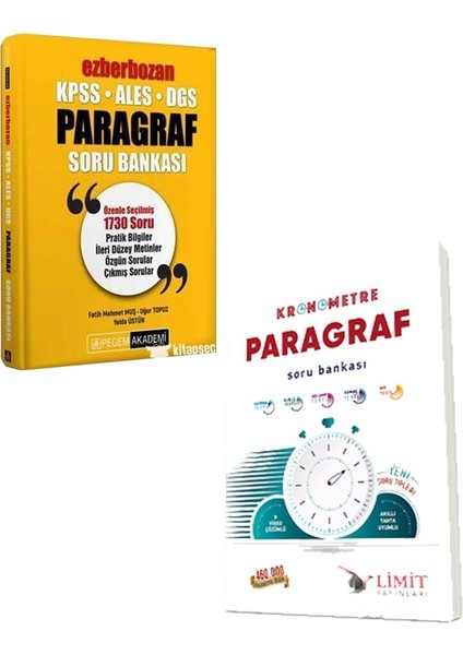 Pegem Akademi Yayıncılık 2025 Ezberbozan Paragraf ve Limit Yayınları Kronometre Paragraf Soru Bankası 2 Kitap