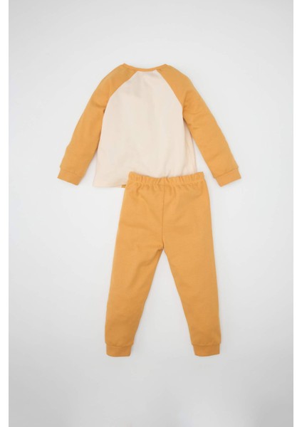 Erkek Bebek Pijama Takım Bisiklet Yaka Baskılı Uzun Kollu Üst Beli Lastikli Alt D3438A524WN