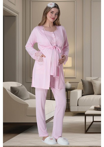 Mecit 6002 Pembe Lohusa Sabahlıklı Pijama Takımı