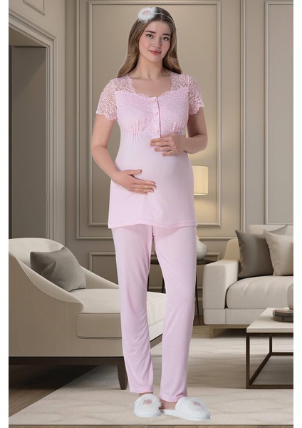 Mecit 6002 Pembe Lohusa Sabahlıklı Pijama Takımı