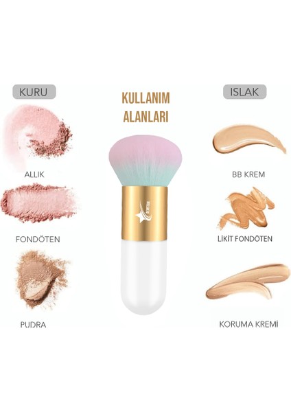 Professional Make-Up Luxury Kabuki Fondöten ve Allık Makyaj Fırçası Ps