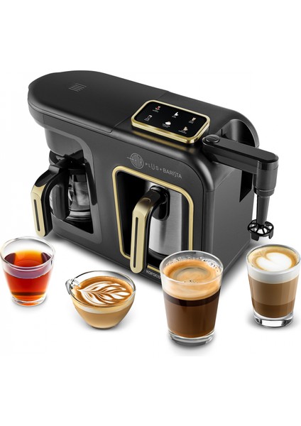 Hatır Plus Barista Steel 6 In 1 Konuşan Közde Türk Kahve Makinesi Mineral Gold
