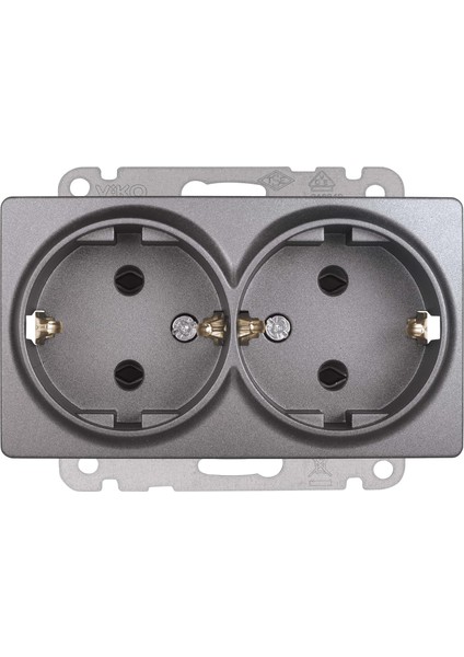 Linnera Life Granit Grisi Ikili Topraklı Priz Mekanizma ve Kapak