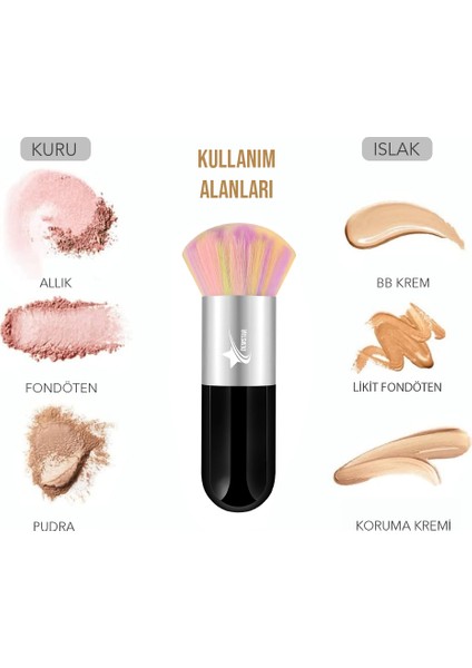 Professional Make-Up Luxury Kabuki Fondöten ve Allık Makyaj Fırçası Rs