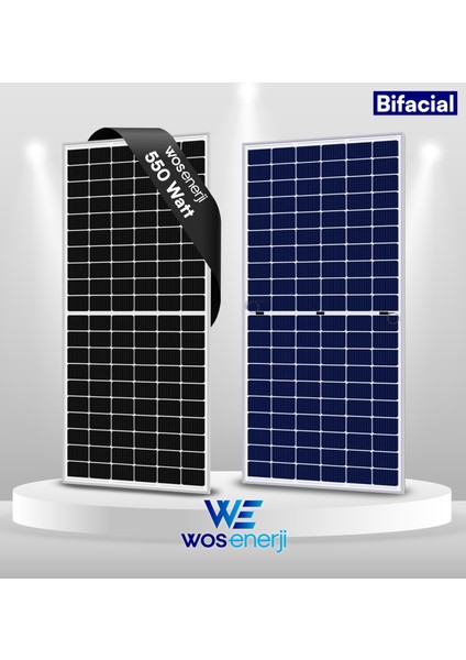 Bifacial Güneş Paneli Half Cut 550W Watt Perc 144 Hücreli Solar Panel (Çift Yönlü )