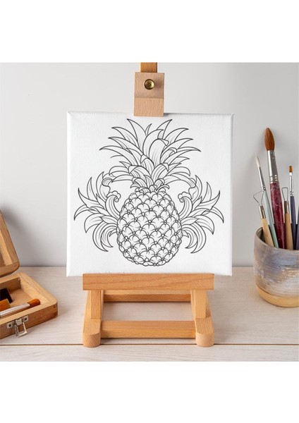 Çocuklar Için Tuval Boyama 20X20 cm Kasnaklı - Ananas NO757