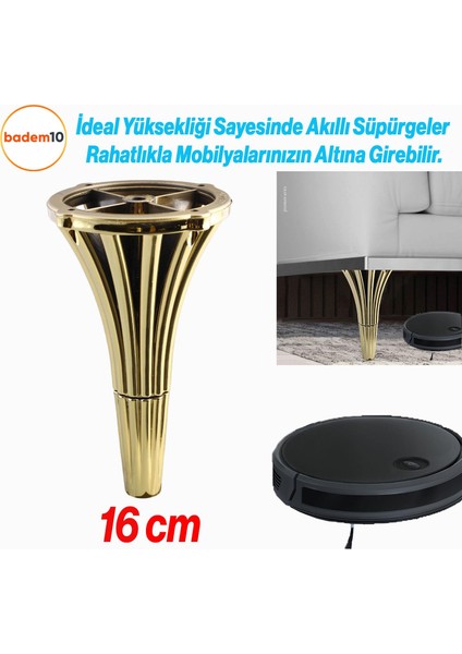 Istanbul 16 cm Gold Altın Mobilya Konsol Kanepe Koltuk Tv Ünitesi Baza Ayağı Orta Sehpası Ayakları