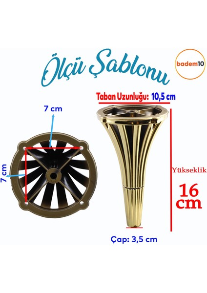 Istanbul 16 cm Gold Altın Mobilya Konsol Kanepe Koltuk Tv Ünitesi Baza Ayağı Orta Sehpası Ayakları