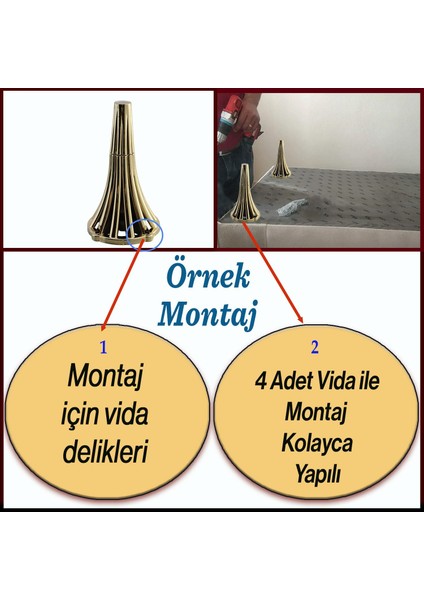 Istanbul 16 cm Gold Altın Mobilya Konsol Kanepe Koltuk Tv Ünitesi Baza Ayağı Orta Sehpası Ayakları