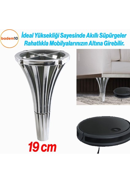 Istanbul 19 cm Krom Mobilya Konsol Orta Sehpası Kanepe Koltuk Tv Ünitesi Baza Ayağı Ayak Ayakları