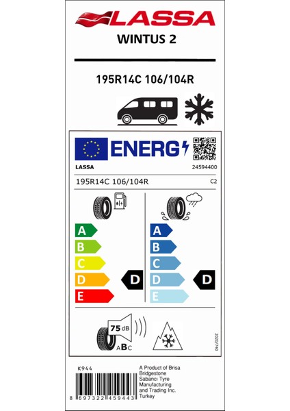 195 R14C 106/104R Wintus 2 Kış Lastiği (Üretim Yılı: 2024)