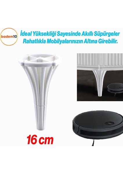 Istanbul 16 cm Beyaz Konsol Mobilya Kanepe Koltuk Tv Ünitesi Baza Ayağı Orta Sehpası Ayak Ayakları modelleri