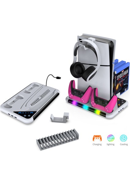 Ps5 Slim ve Tüm Modeller Için Multi Fonksiyon Soğutma ve Şarj Ünitesi Uyumlu TP5-3557