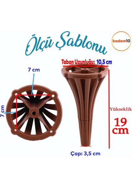 Istanbul 19 cm Kahverengi Mobilya Konsol Orta Sehpası Kanepe Koltuk Tv Ünitesi Baza Ayağı Ayakları fırsatları