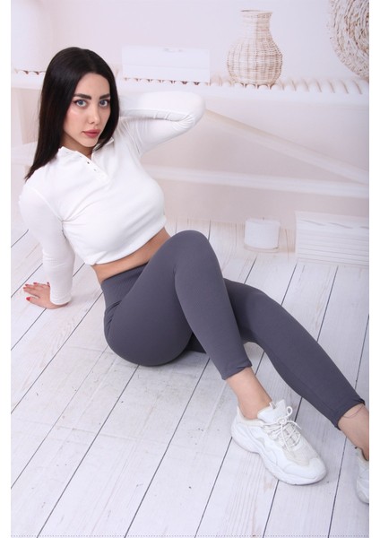 Kadın Yüksek Bel Şardonlu Fitilli Toparlayıcı Tayt modelleri
