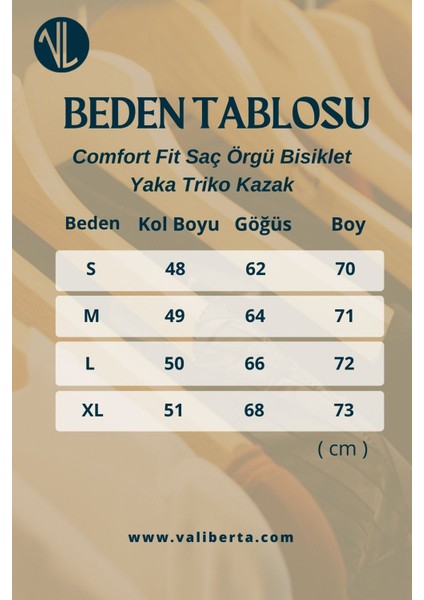 Comfort Fit Saç Örgü Bisiklet Yaka Triko Kazak - Siyah