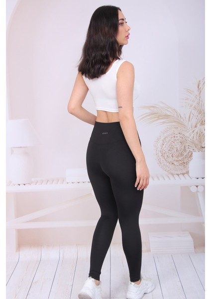 Kadın Yüksel Bel Şardonlu Parlak Toparlayıcı Tayt