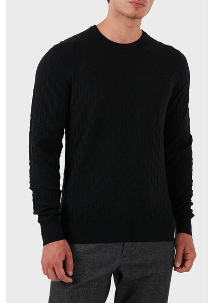 Pamuklu Yünlü Slim Fit Bisiklet Yaka Kazak K10K113747BEH