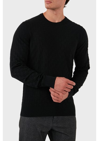 Pamuklu Yünlü Slim Fit Bisiklet Yaka Kazak K10K113747BEH fırsatları