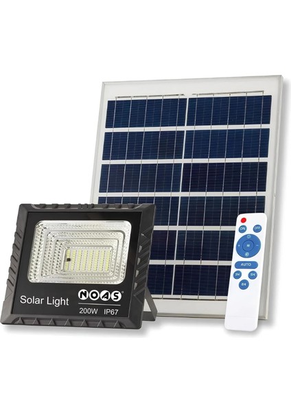 200W Beyaz Işık 6500K Kumandalı Solar LED Projektör YL71-0201-S