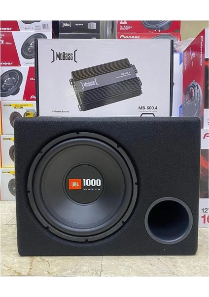 Jbl  Kabinli Subwoofer Mobass 4 Kanallı Bass Kumandalı Anfi Set Kablosu Hediyeli Set