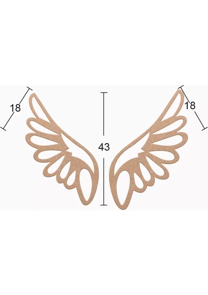 Hobi-Art Ds 87 Boyanabilir Ahşap Kanat Desenli Duvar Süsü