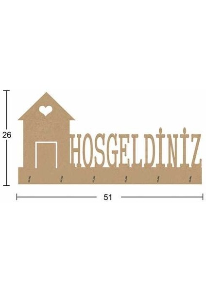 Hobi-Art A 038 Boyanabilir Ham Ahşap Anahtarlık