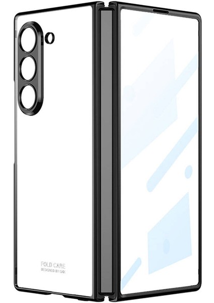 Galaxy Z Fold 6 Kılıf Full Camlı Kıpta Kapak-Siyah